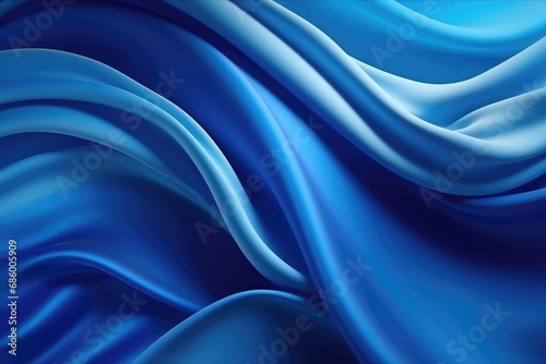 abstract blue background with smooth wavy silk or satin texture, Abstract background with a 3D wave blue gradient silk fabric, AI Generated