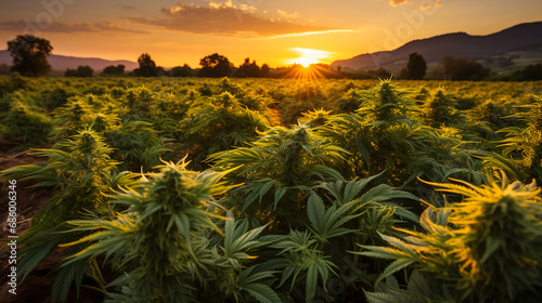 Harmony in Hemp Farming. Cannabis field.