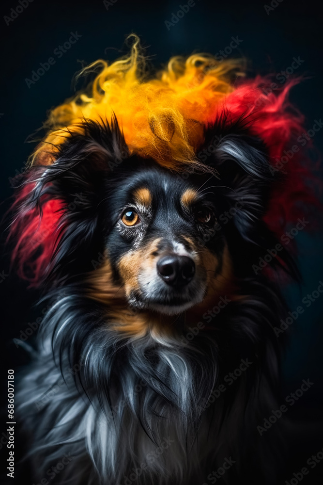Naklejka premium Crazy Dog. AI Generated