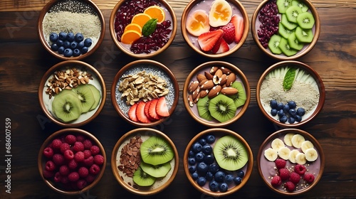 Health-focused trendy superfood bowls