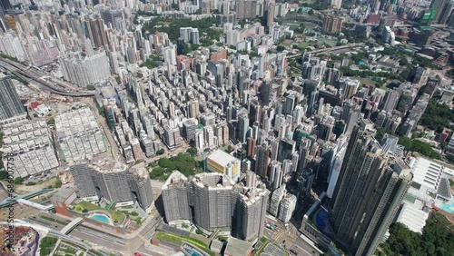 West Kowloon Cultural Area, A Waterfront Leisure Promenade Palace Museum Freespace near Tsim Sha Tsui, Central, Victoria Harbour, Hong Kong in the background, Aerial drone skyview photo