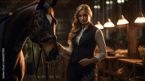 Regal Horse and Rider.  Equestrian Elegance © EwaStudio