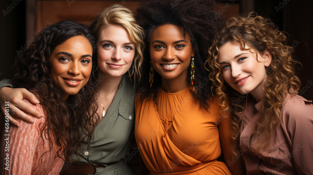 Diverse Women Body Positivity Group. Multicultural Femininity Variety Diverse Women Body Positivity Group. Multicultural Femininity Variety