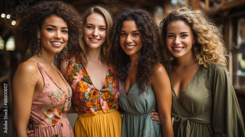 Diverse Women Body Positivity Group. Multicultural Femininity Variety