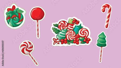 Christmas Lollipops and Candy Canes Stickers