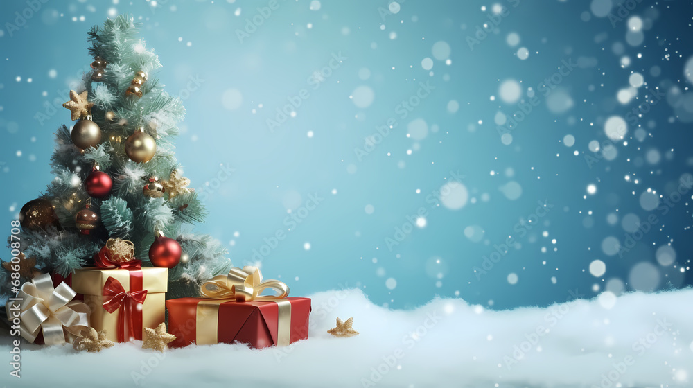 Background for a greeting card for Christmas and New Year with a small Christmas tree and a gift,Christmas background Background for a greeting card for Christmas and New Year with a small Christmas tree and a gift,Christmas background