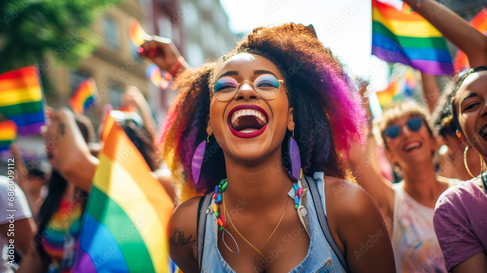 Obraz premium LGBTQ+ Pride in Full Bloom. Joyous March of Equality