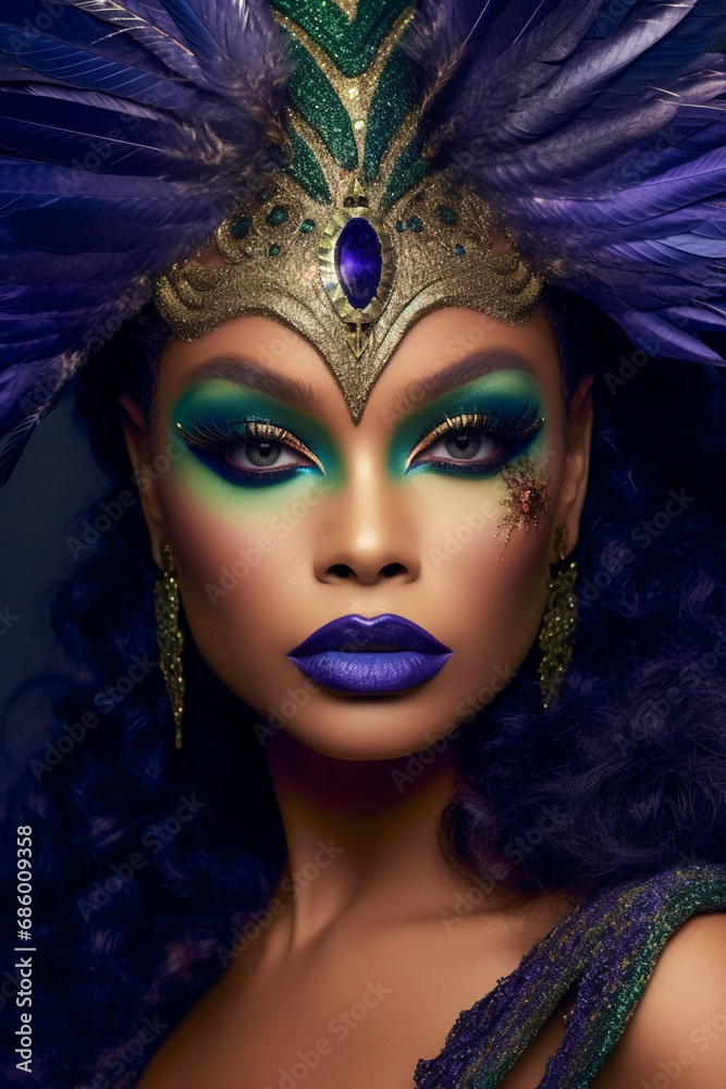 Majestic Gems and Plum Hues. Captivating Portrait. AI Generated Majestic Gems and Plum Hues. Captivating Portrait. AI Generated