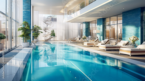 Luxury swimming pool.  elegant interior design © EwaStudio