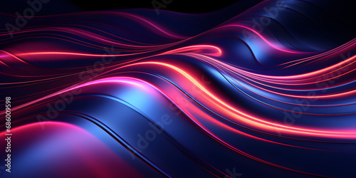 dark abstract ripple wave background with neon highlights