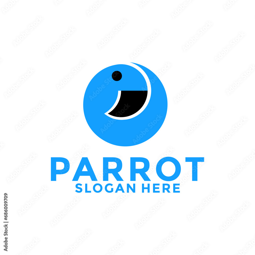 Creative Parrot logo vector, Circle Bird logo design template Creative Parrot logo vector, Circle Bird logo design template