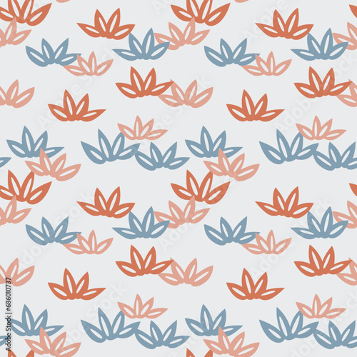  Japanese Pastel Bamboo Leaf Motif Vector Seamless Pattern