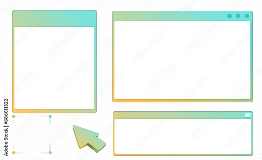 Colorfull floating computer windows UI collection set Colorfull floating computer windows UI collection set