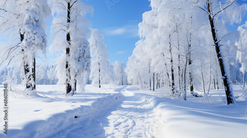 Winter landscape. Trees in the snow