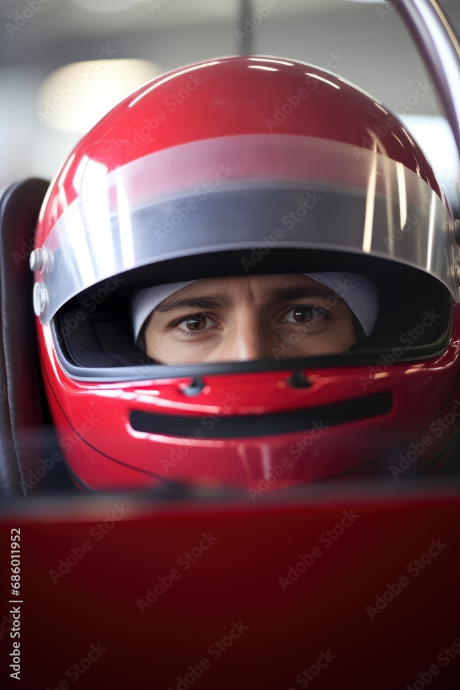 Racer in a helmet Racer in a helmet