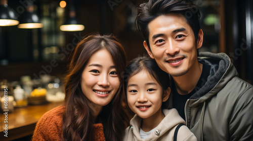 Warm Asian Family Scene. Asian Home Happiness....