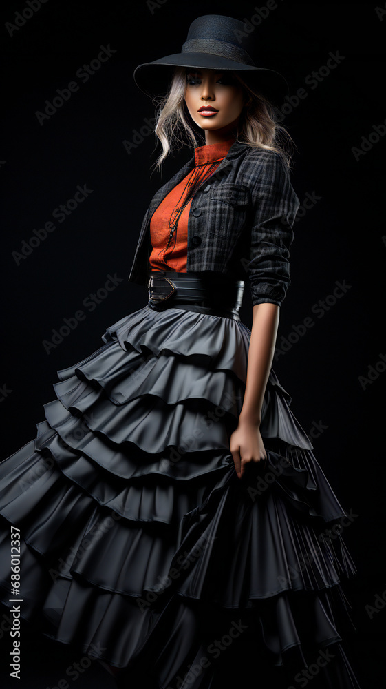 Fashion Portrait on a Dark Background. Beautiful Woman Posing on Black Fashion Portrait on a Dark Background. Beautiful Woman Posing on Black