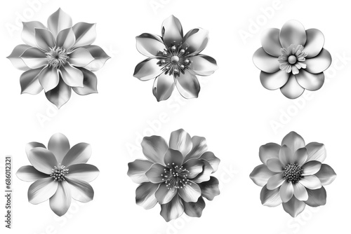 Set of artificial silver flowers photo