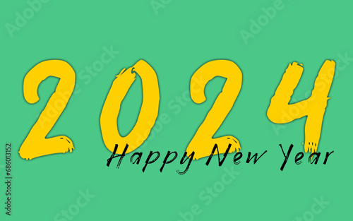 Happy new year 2024 design. With colorful truncated number illustrations. Premium vector design for poster, banner, greeting and new year 2024 celebration.