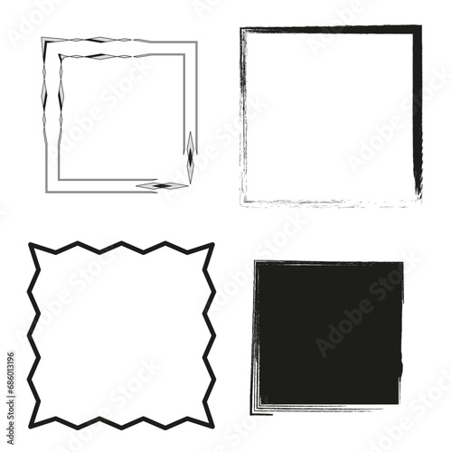 Set of grunge square frames. Vector illustration. EPS 10.