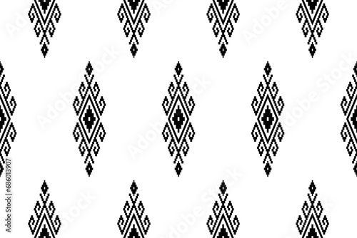 Nature vintages cross stitch traditional ethnic pattern paisley flower Ikat background abstract Aztec African Indonesian Indian seamless pattern for fabric print cloth dress carpet curtains and sarong