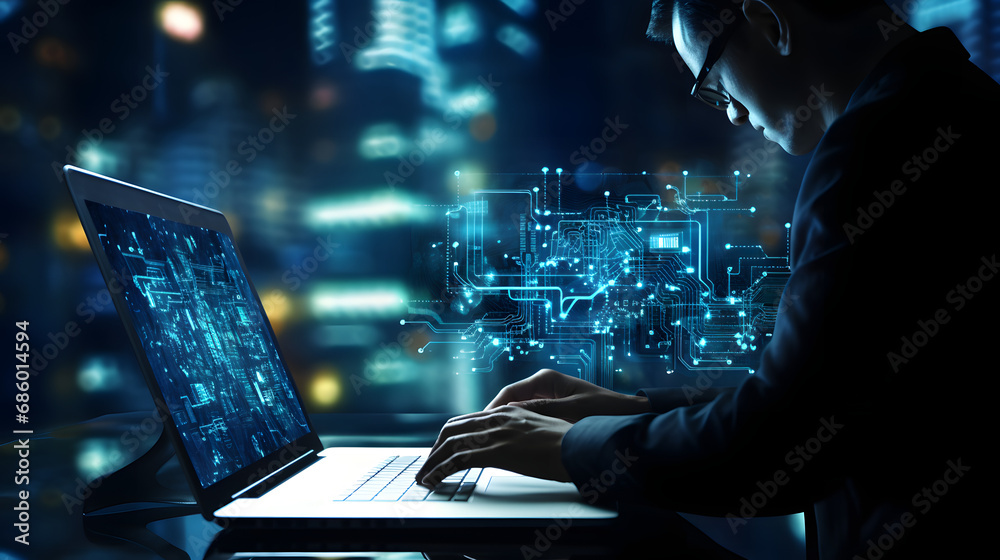 Digital technology, software development concept. Coding programmer ...