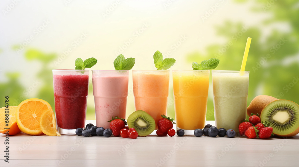 Fototapeta premium fresh fruit juice with fruits