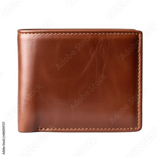 Brown Leather Wallet Isolated on Transparent or White Background, PNG