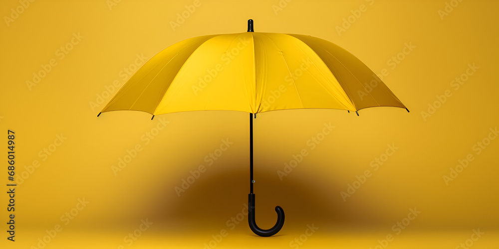 yellow umbrella isolated on yellow background