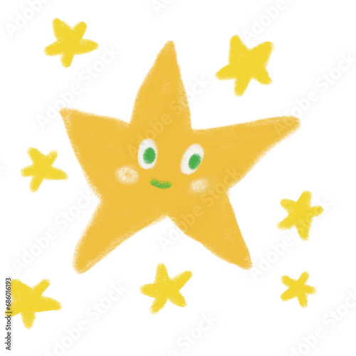 Cute star image drawn with colored pencils