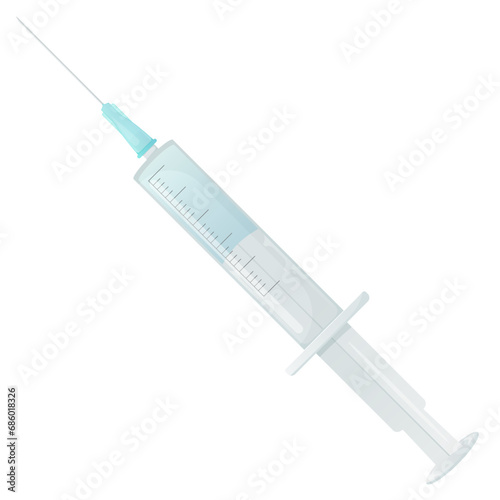  Medical syringe with medicine isolated on white