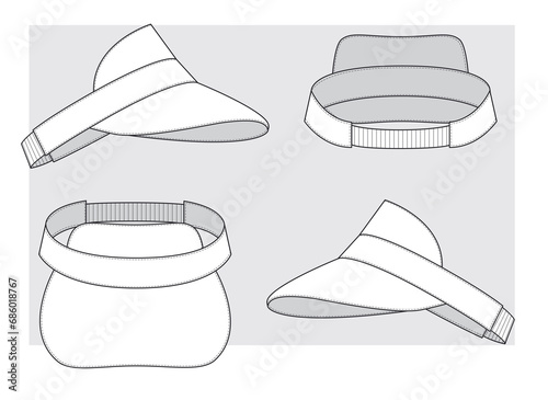 tennis visor. Technical sketch. Vector illustration. photo