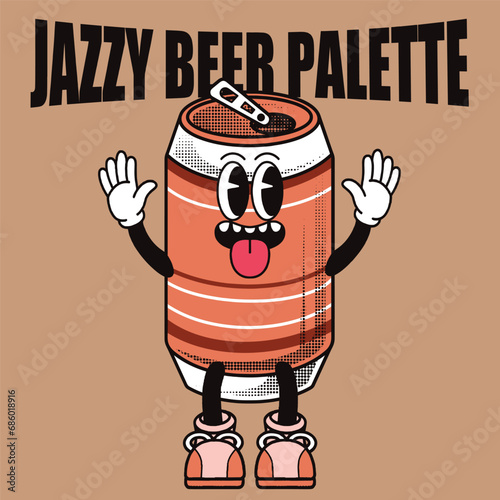 Beer Character Design With Slogan Jazzy Beer Palette