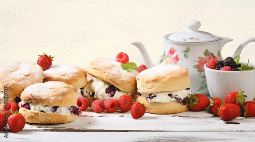 Fruit Teacakes and Scones  with tea