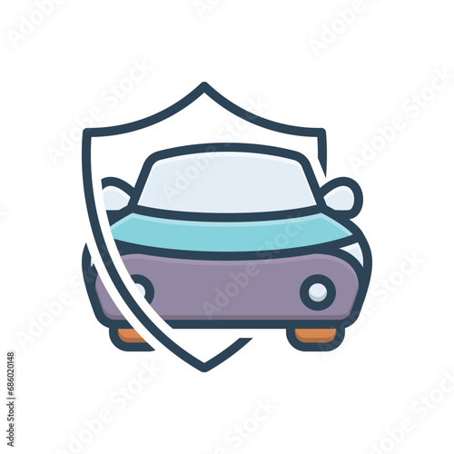 Color illustration icon for car insurance 