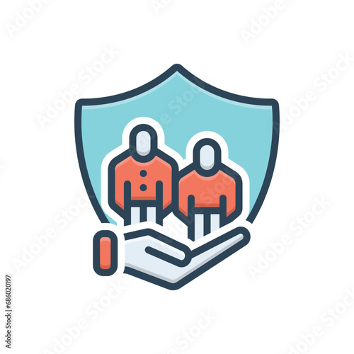 Color illustration icon for social security 