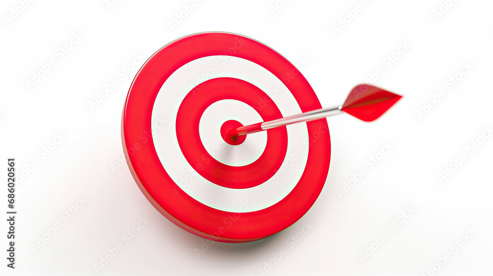 red and white arrow on a dart target isolated on white background red and white arrow on a dart target isolated on white background