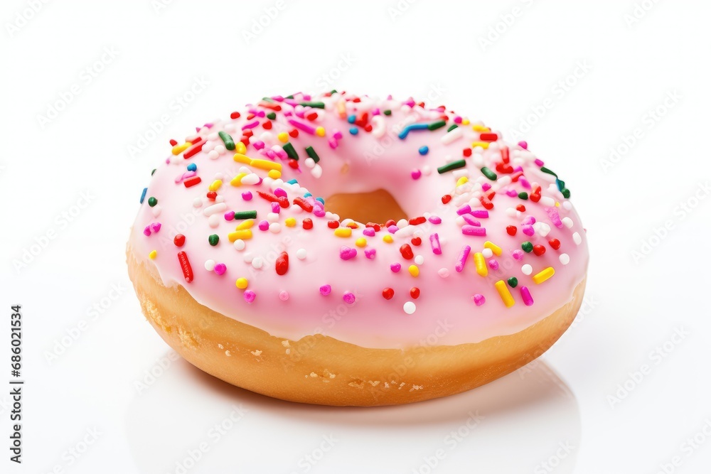a Yummy donut with sprinkles on white background a Yummy donut with sprinkles on white background