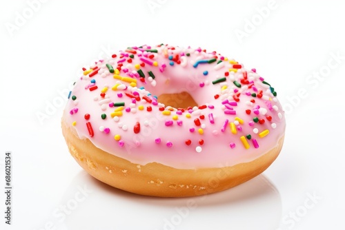 a Yummy donut with sprinkles on white background