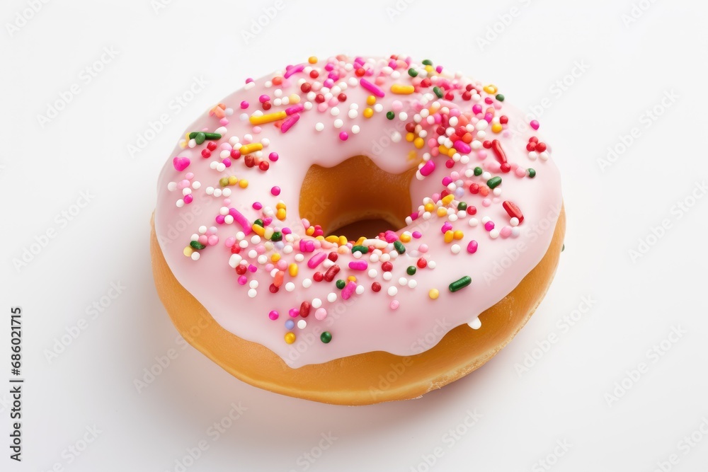 a Yummy donut with sprinkles on white background a Yummy donut with sprinkles on white background