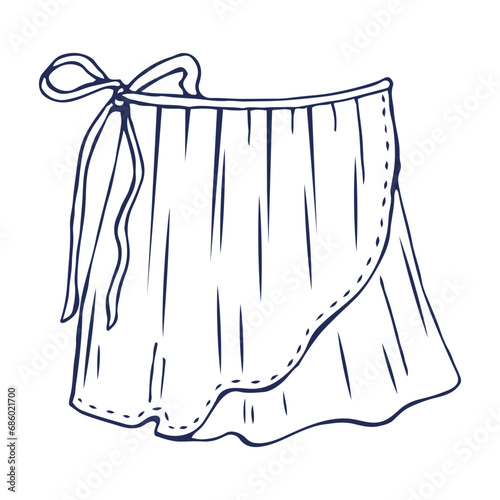 Wrap-around ballet rehearsal skirt vector outline illustration.