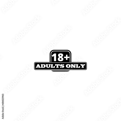 Adults only, 18 plus sign isolated on white background