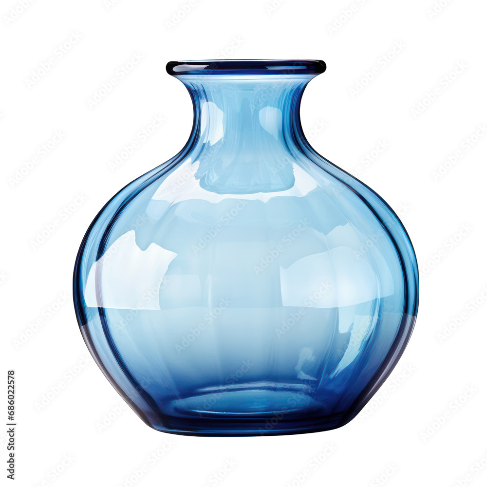 Blue Glass Vase Isolated on Transparent or White Background, PNG Blue Glass Vase Isolated on Transparent or White Background, PNG