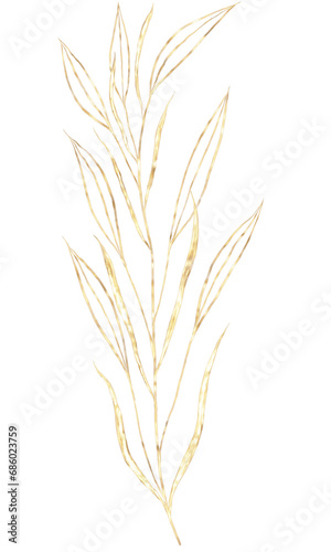 Luxury Watercolor Gold Glitter Leaves