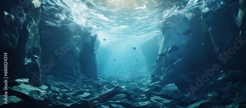 Foto Melting glaciers reveal stunning underwater iceberg.