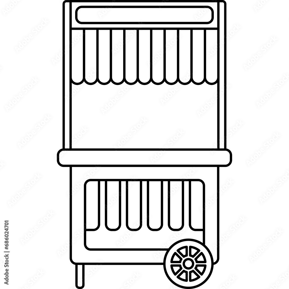 Carnival Food Cart Line Art PNG Transparent Background Carnival Food Cart Line Art PNG Transparent Background