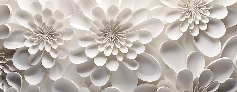 A pattern of white paper is shaped into flower designs.