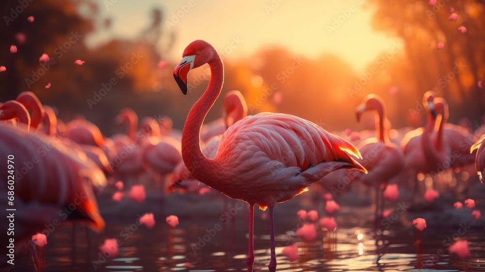 Fototapeta premium View Group Flamingos Slimbridge, HD, Background Wallpaper, Desktop Wallpaper 