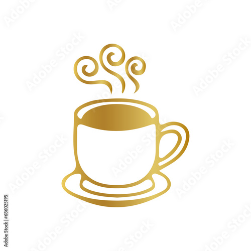 golden coffee cup icon