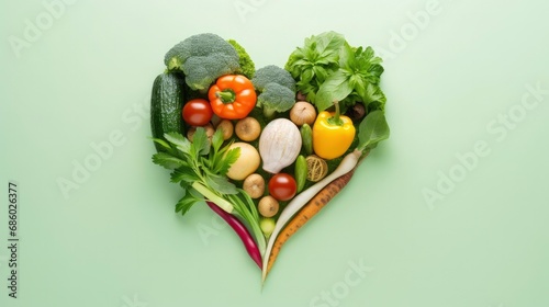 Heard Shape Create With Vegetable. World Health Day and Medical Health Day Concept